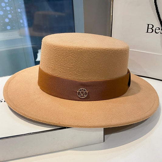 Women Flat Top Elegant Bowler Fedora - The Hat Oasis