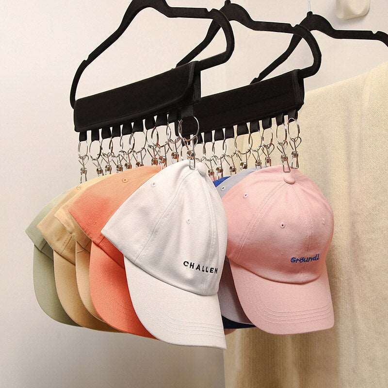Hat Organizer Hanger 8/10 Clips Cap Holder for Closet Storage - The Hat Oasis