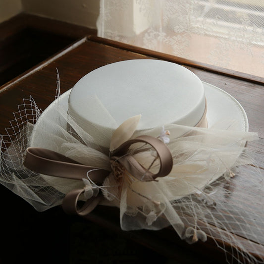 Women Retro Flat Top Fedora Fascinator Wedding Hat - The Hat Oasis